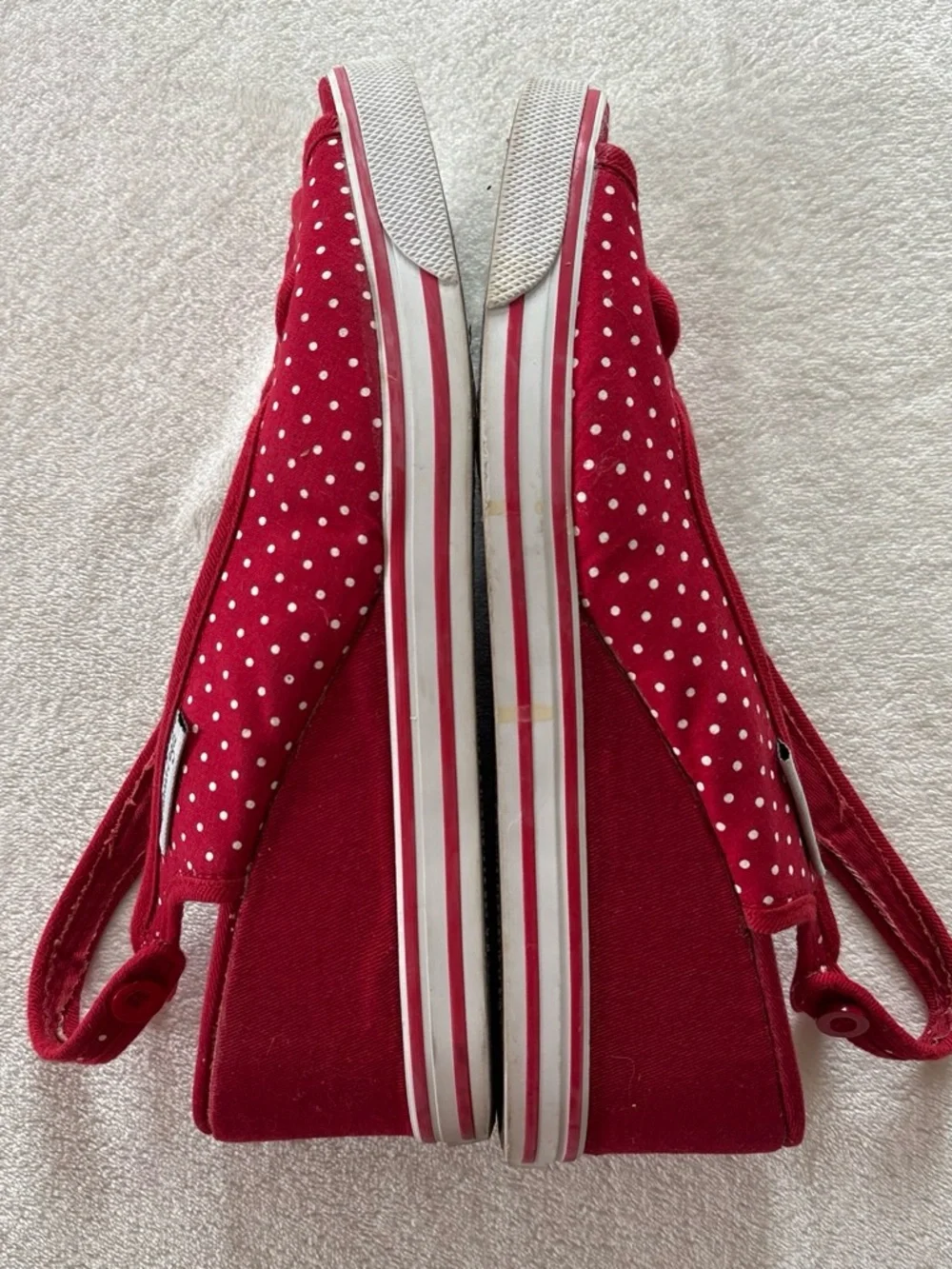 Y2K American Eagle Red White Polka Dot Slingback Wedges Size 8.5